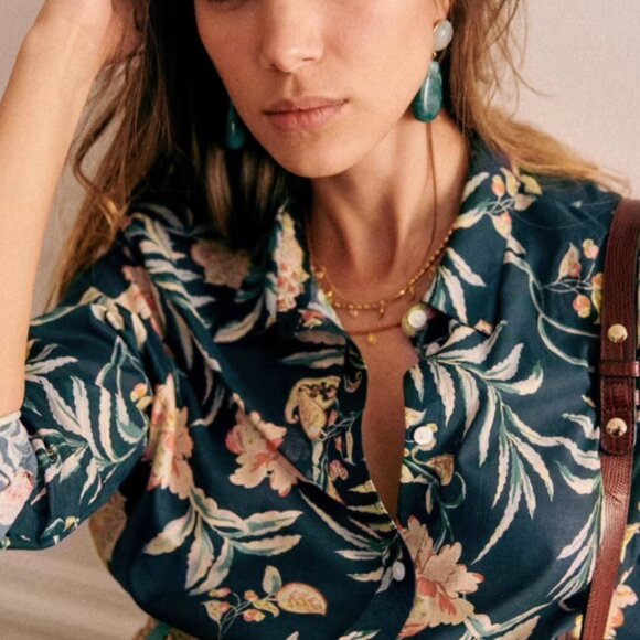 Sezane Pierro Shirt Maxi flowers Size 36 - Picture 1 of 5